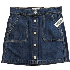 NWT Old Navy Button Front Denim Skirt Girls Large 10/12